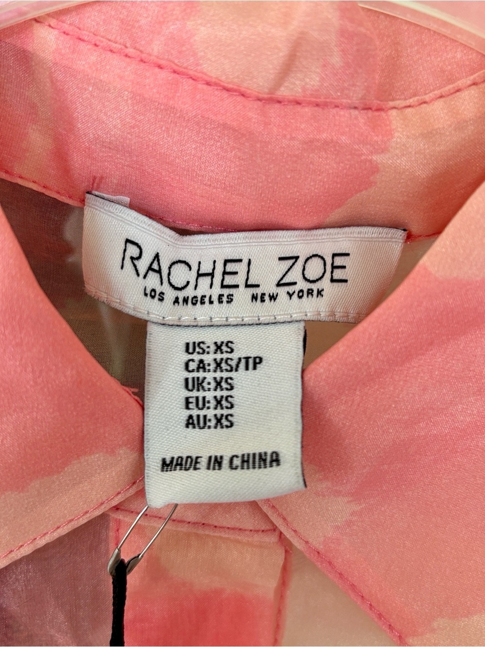 NWT Rachel Zoe Pink & Cream Sheer Camouflage Button-Up Shirt Jacket Blouse - Picture 6 of 13